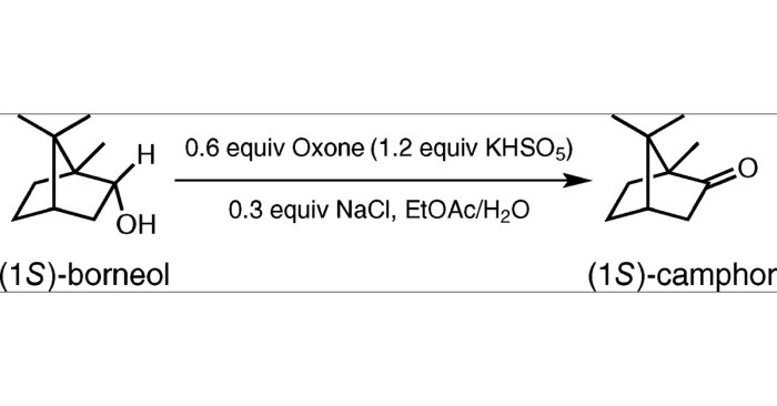 Green oxidation of borneol to camphor with oxone