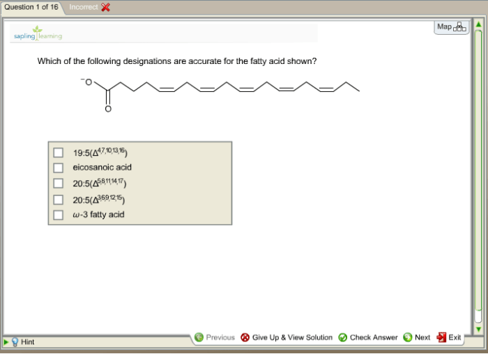 Sapling designations acid accurate fatty which shown following